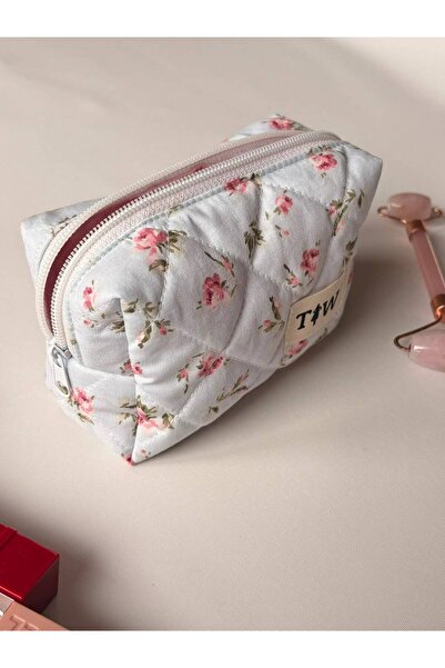 TALL WAY Blue Rose Pattern Lipstick/Pad Bag - Mini Size