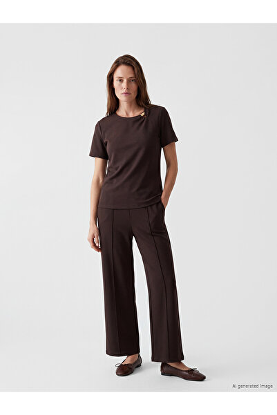 LC Waikiki Nevavm Women's Wide Leg Pants with Elastic Waist and Difference in...