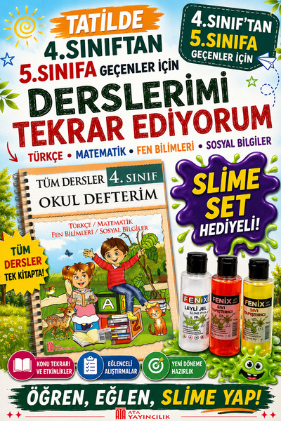 Ata Yayıncılık 4.Sınıftan 5.Sınıfa Geçenler İçin Tatilde Derslerimi Tekrar Ed...