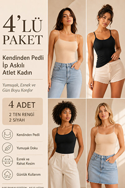Loule Women's 95% Cotton Strapless Padded 4-Piece Basic Undershirt - Flexible...