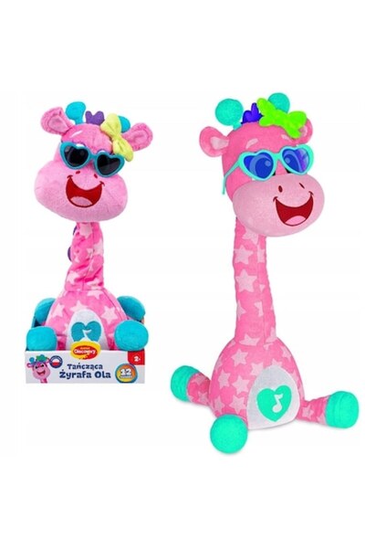 Dumel Jucărie interactivă, Dumel, Girafa Ola, Ochelari, Mascotă, 12 melodii, Roz