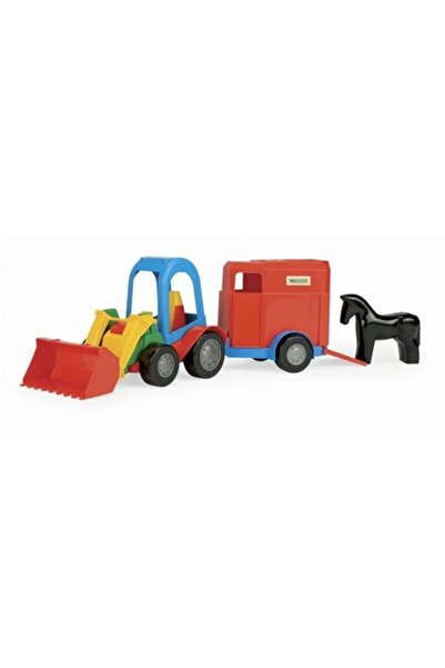 Wader Tractor cu încărcător, cu remorcă și cal, multicolor, 41cm