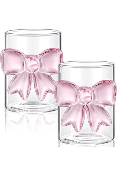KASTWAVE 2 Pcs Pink Bow Champagne Glasses Set