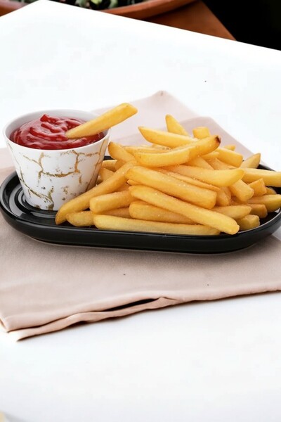 Ercazzo 2'li Patates Kızartması Sunum Tabağı ve Sosluk Seti | Çerez, Nugget v...