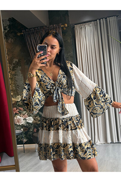 Mazelf Baby&Kids Wear Santorini Patterned Skirt Silk Set