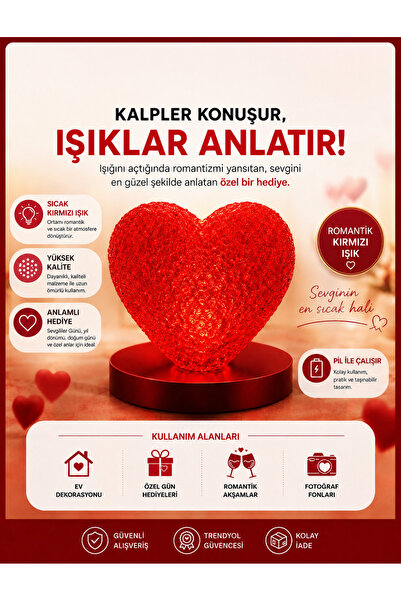 Hedixo Hediyem Kalp Şeklinde Dekoratif Gece Lambası – Romantik Ortam Işığı, Özel gün hediyesi
