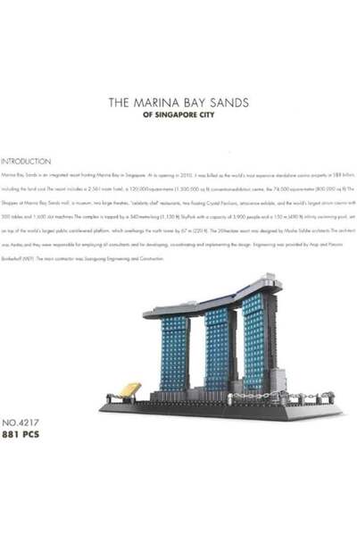 Wange Marina Bay Sands Hotel in Singapore Assembly Architecture Model with Blocks
