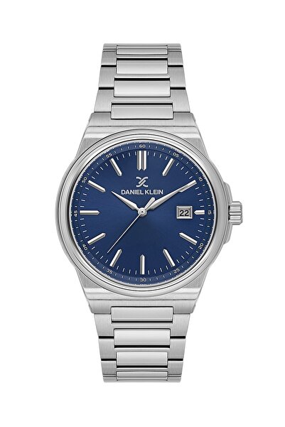 Daniel Klein Dial Navy Blue Strap Silver Color Calendar Gift Boxed Men's Wris...