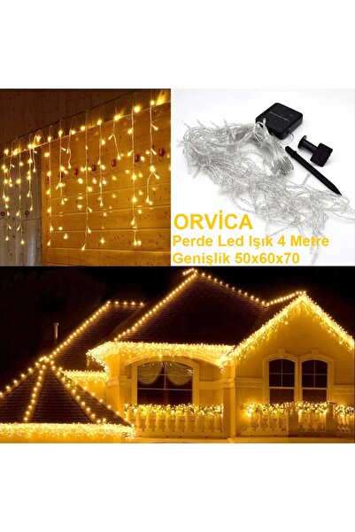 ORVİCA Solar Güneş Enerjili Yeni Nesil Perde Led Işık 4 Metre Genişlik 50x60x...