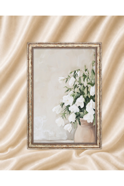 TekTablo Vintage Painting Cream Antique Framed Painting Models