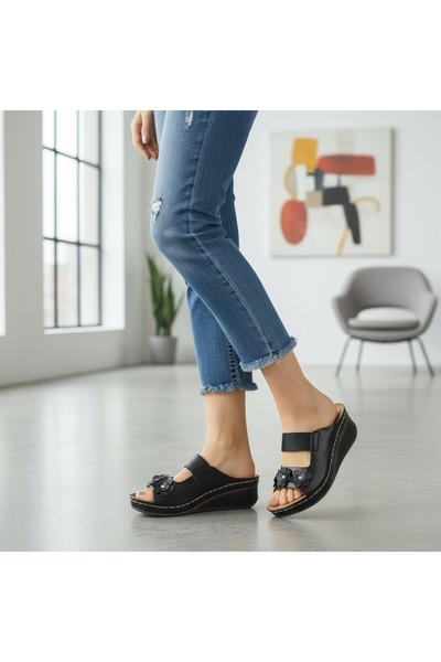 OEM Papuci casual cu platformă pentru damă, design minimalist, piele ecologic...