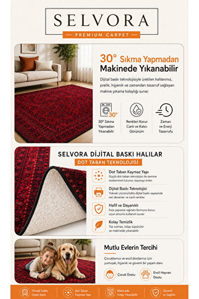 Liriya Dijital Kaymaz Yıkanabilir Pembe Çocuk Halısı Seksekli Oyun Halısı Oyun Matı