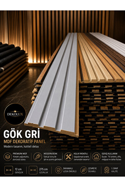 Dekolux GÖK GRİ RENGİ MDF PANEL 12*275