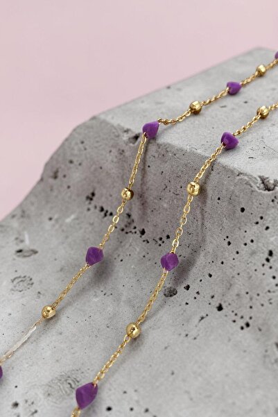 SAVETTE Glasses Chain with Purple Stones, Special Design, Handmade, Gift Acce...