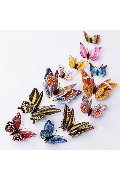 The Bros 3D Butterfly Wall Decor,12pcs Double Wings Butterfly Decorations