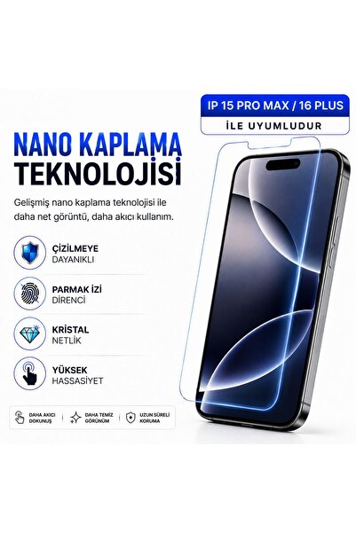 Powerfox واقي شاشة نانو زجاجي متوافق مع iPhone 15 Pro Max/16 Plus |   مقاومة ...