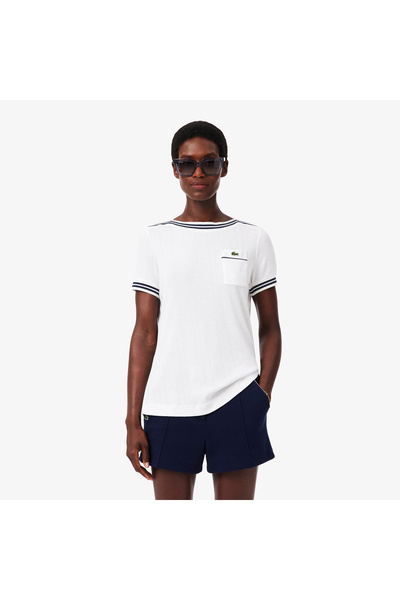 Lacoste Kadın Regular Fit Bisiklet Yaka Beyaz T-Shirt