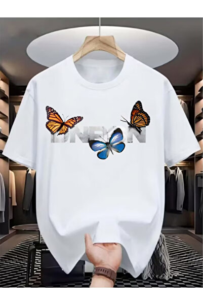 Generic Men's Butterfly Print Crew Neck T-Shirt - Fashionable Casual Style, E...