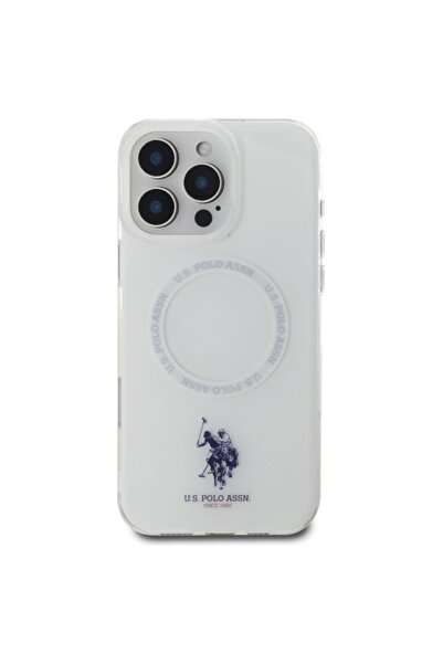 U.S. Polo Assn. Husă IML Ring MagSafe pentru iPhone 16 Pro, Albă