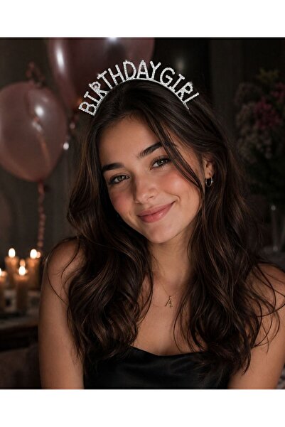 Valmont Birthday Girl Silver Color Stone Party Crown