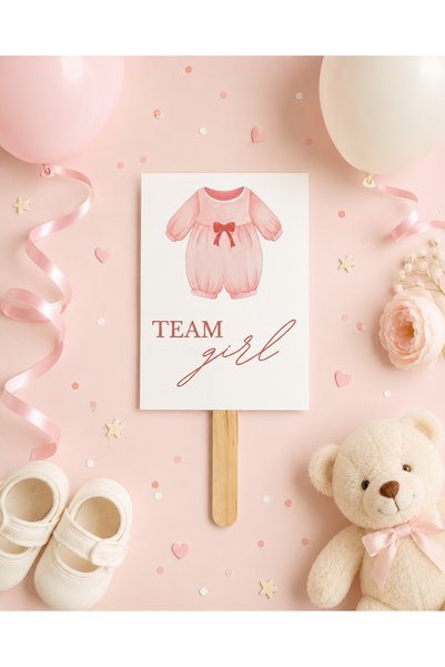 ATOLYE498 Gender Reveal Vote Card Set 10 Pcs / Baby Shower - Team Girl - Team Boy / Party Cards with Sticks / Gender Reveal Guessing Set