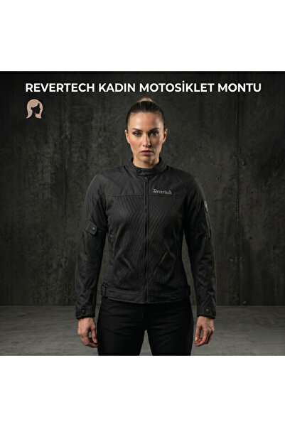 REVERTECH معطف نسائي صيفي شبكي أسود للدراجات النارية مع هدية بوف وسلسلة مفاتيح