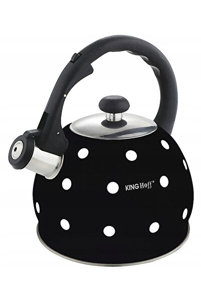 Kinghoff Ceainic din oțel cu fluier 2L, pentru inducție și gaz, negru