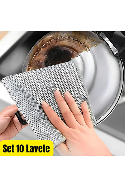 OEM Set 10 Lavete Abrazive, 20x20 cm, Reutilizabile, Curata Grasimile cu usur...