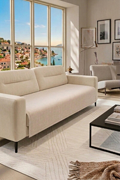 MZN Home Düz Kenarlı Bej Renk Keten Vintage Bohem Pinterest Koltuk Örtüsü - 9...