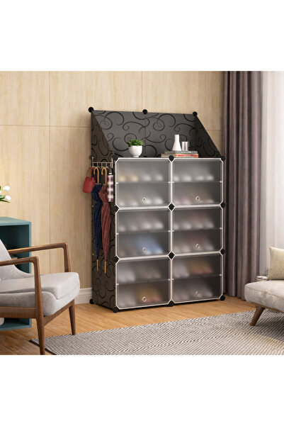 Vivendo Dulap Modular pentru Incaltaminte cu Cuier, Organizator cu Usi Anti-P...