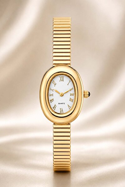 The Watch ساعة يد نسائية من ساوداد، ذهبية اللون، مقاومة للماء، بسوار فولاذي -...