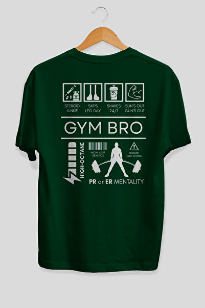 Ankhises Μπλουζάκι Gym Bro Oversize με στάμπα στην πλάτη, πράσινο, 100% βαμβά...