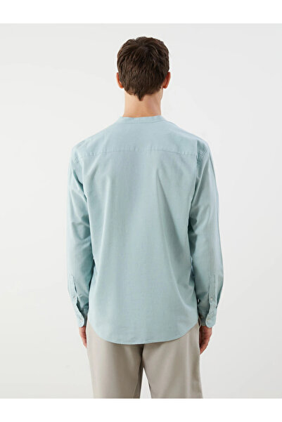 LC Waikiki Green Comfortable Fit Judge Collar Long Sleeve Men's Shirt