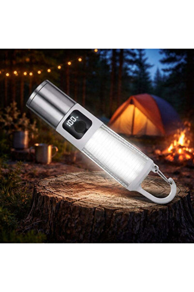 Vivendo Lanterna LED telescopica, cu display si carlig de prindere, incarcare...