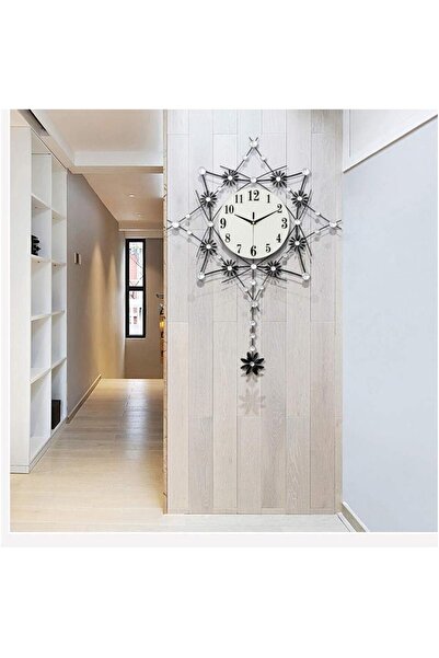 Vivendo Ceas decorativ de perete metal cu pendul 60x60 cm design elegant