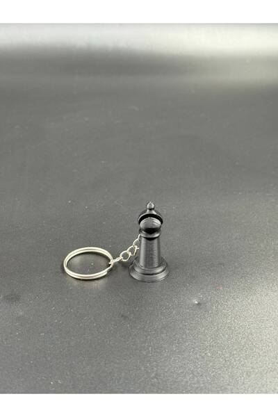 3D Atelier Black Chess Bishop Design Keychain - Stylish and Decorative Figura...
