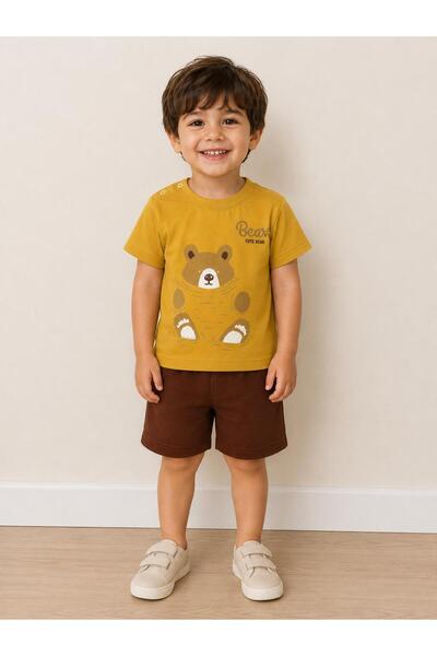Organic Product DimpleBaby Cute Bear Teddy Bear Printed Shorts Baby Set 0-24 ...