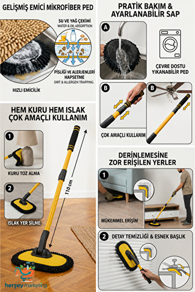 HerŞey Marketing Mop za čišćenje poda od pločica Teleskopski sistem zaključav...