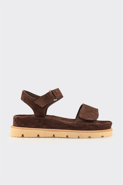 Elle Shoes Kahve Deri Kadın Sandalet