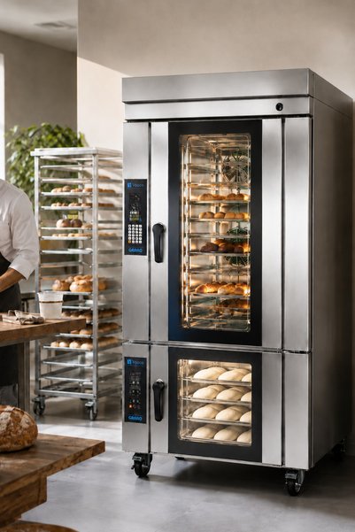 vosco 10 Tepsili Gazlı Rotary Fırın + Entegre Mayalama Dolabı - Profesyonel Pastane ve Fırın Üretim