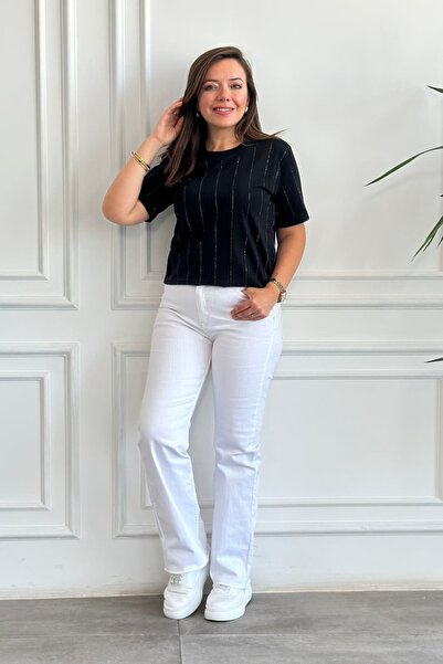 yb yağmur butik White Palazzo Jean Trousers