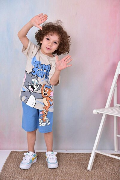 PİJAKİDS Printed Boys' T-Shirt and Shorts Set - 1054