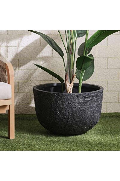 PAN HOME وعاء نباتات دائري من البولي ريزين من جيزيل، مقاس 54×54×36 سم - أسود