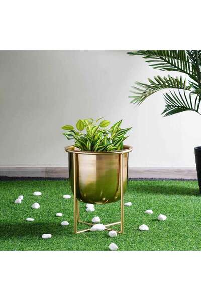 PAN HOME Majjis Metal Planter Gold 23x30cm