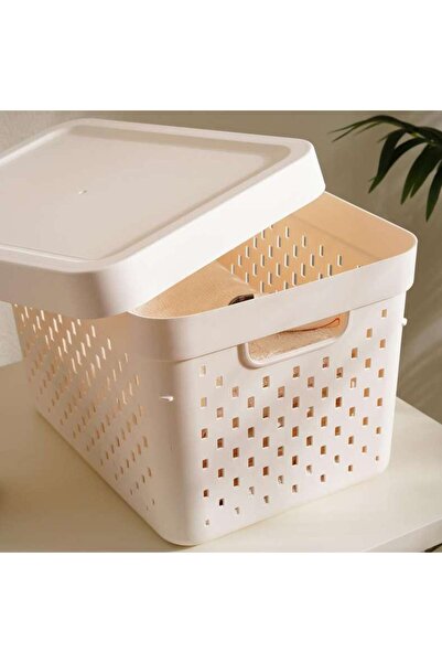 PAN HOME صندوق تخزين قابل للتكديس من كانا مع غطاء 17 لتر 36.2×27.2×22.6 سم - ...