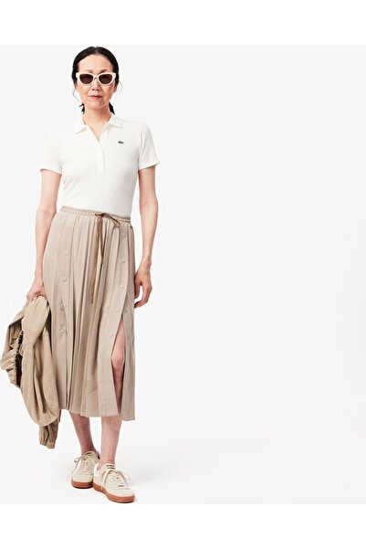 Lacoste تنورة طويلة مطوية من الفلانيل للنساء