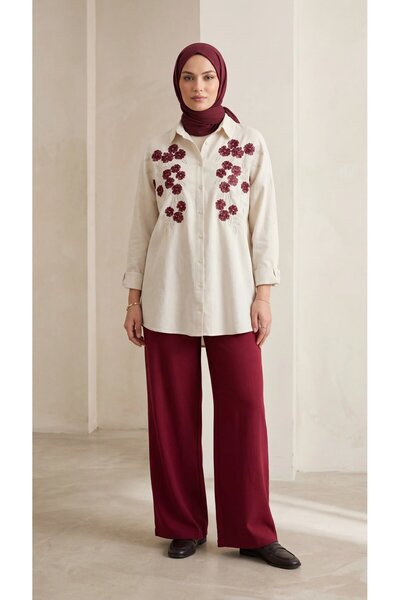 BURRASCA Oversize Linen Set with Embroidered Stones