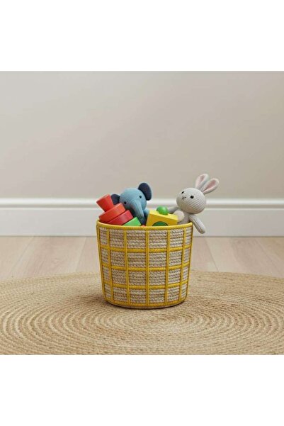PAN HOME Tepic Grid Rope Basket 25.5x22cm - Yellow