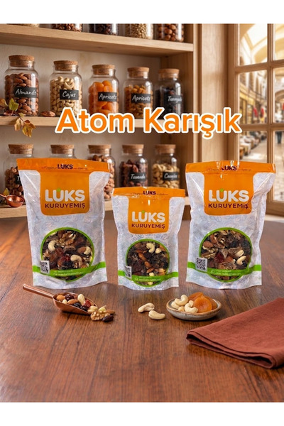 lüks kuruyemiş Atom Karışık Kuruyemiş ve Kuru Meyve Paketi 2,5 Kg – Badem, Ka...