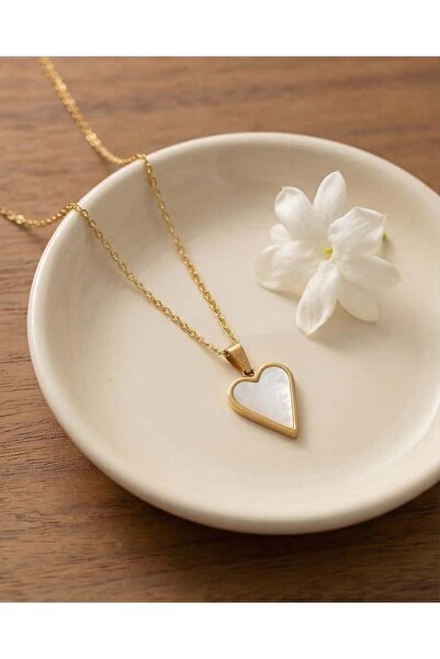 Mum Aşkı Mineli Pres Heart Necklace